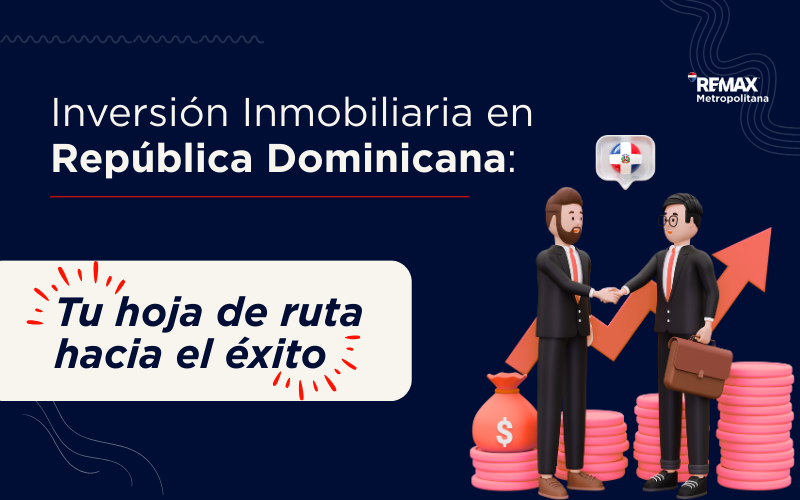 Caricatura de un inversionista y un agente inmobiliario dándose la mano para cerrar un trato de inversión en República Dominicana