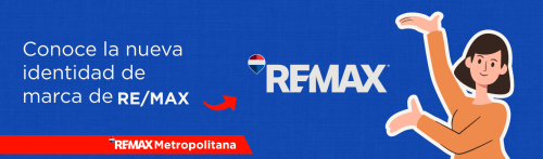 portada gráfico con chica mostrando el nuevo logotipo de REMAX