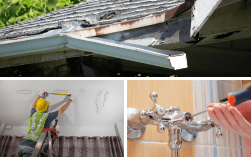 Collage de reparación de una casa para aumentar su valor de venta